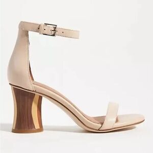 Jeffrey Campbell Ivory Leather Striped Sandal One Strap Heels